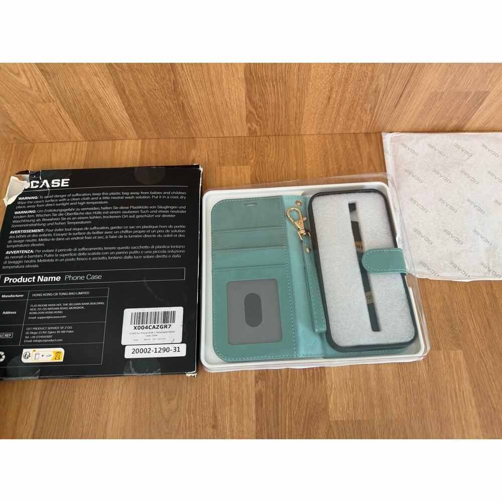 OCASE iPhone 16 Wallet Case | Green Detachable Folio w/ Wrist Strap - Picture 4 of 6